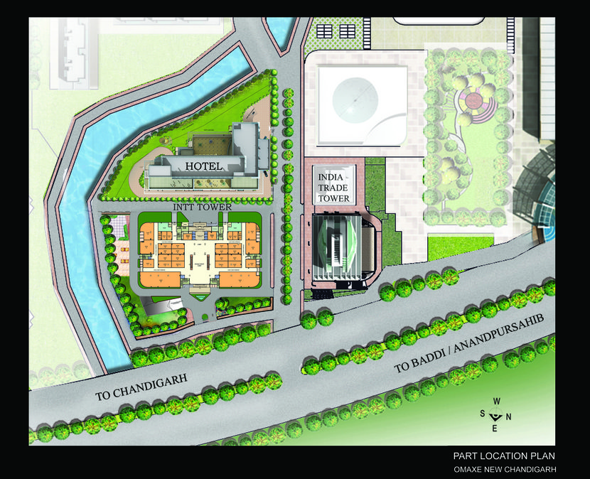 Global Business park site plan at madhya marg road extension new chandigarh commercial mall cum retail shops and holiday inn